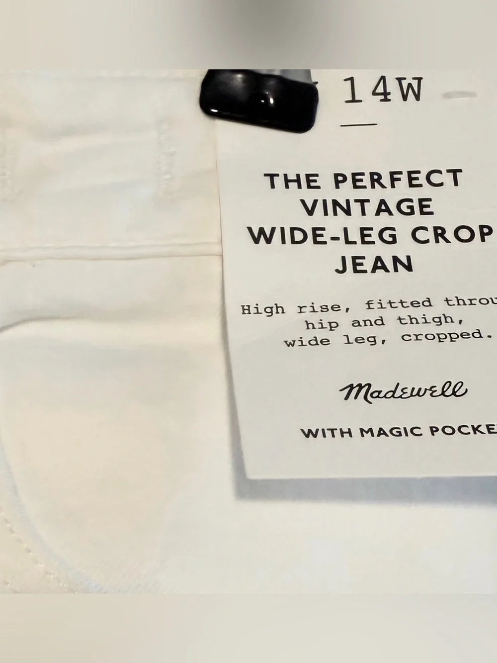 Madewell Plus Perfect Vintage High-Rise Wide-Leg Crop Jeans Tile White Size 14 - Picture 7 of 7